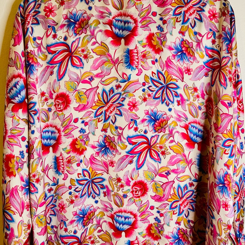 Zara Floral Button Down Shirt - Pink and Blue - Picture 5 of 5